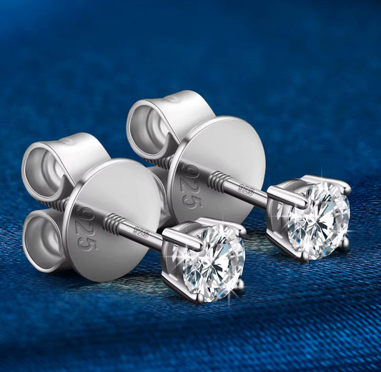 4 mm Moissanite Diamond Earring Screw Back
